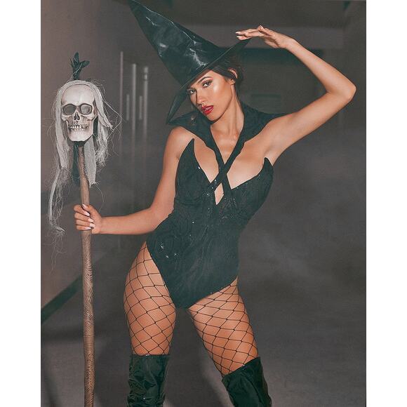 NEW Roma Sexy Wicked Witch Black Sequin Costume Size Large - Picture 1 of 7